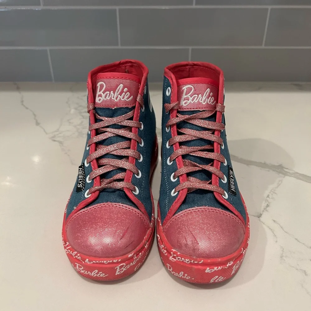 HEELYS Youth Kids Barbie‎ Hustle High Top Wheels Skate Sneaker Shoes 3 Big Kid